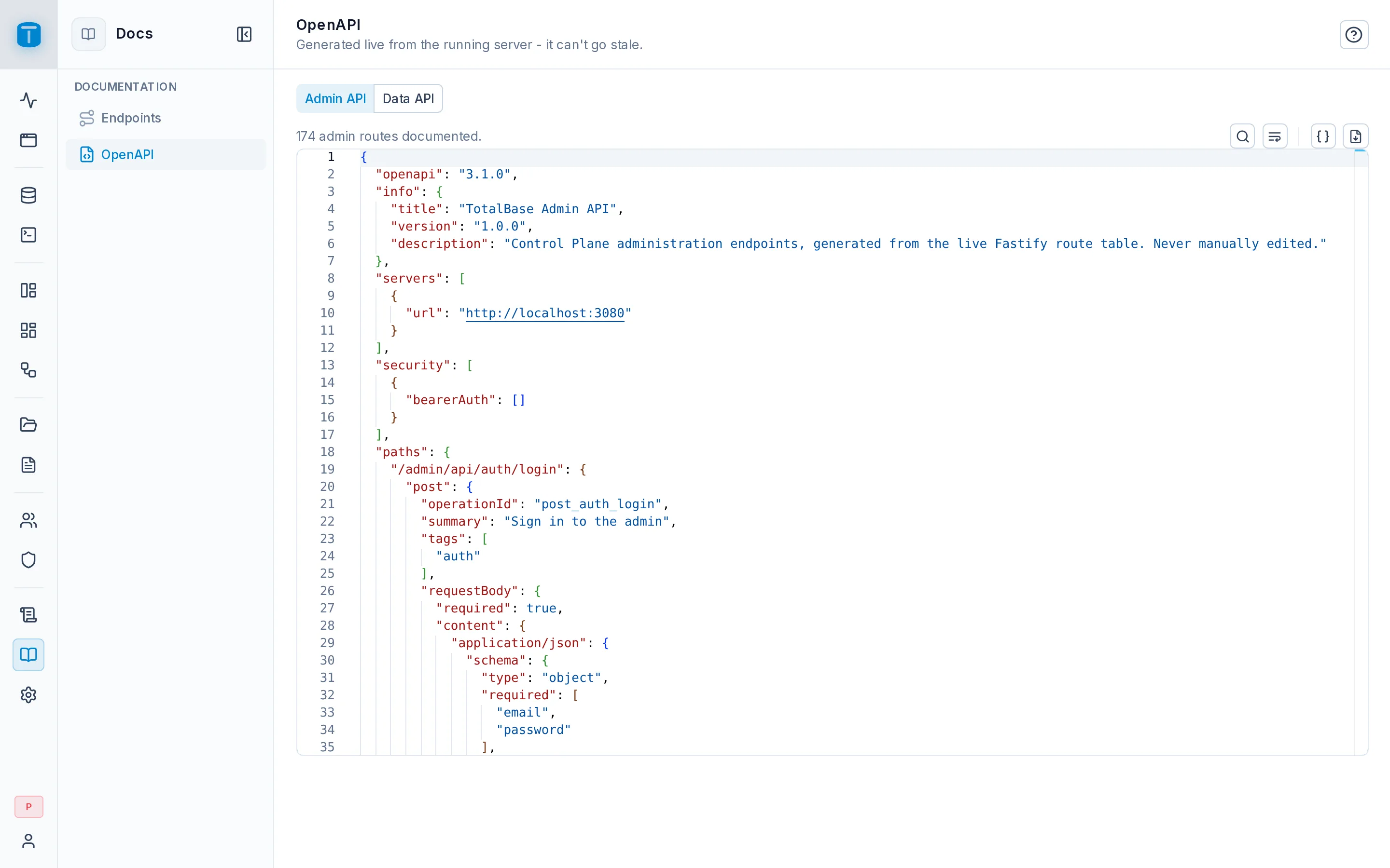 The OpenAPI viewer showing the Data API as the Dispatcher role sees it.